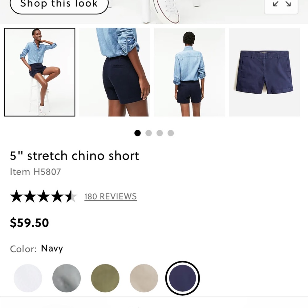 Brand New With Tags Womens J Crew Chino Shorts 5” inseam in navy blue - size 6